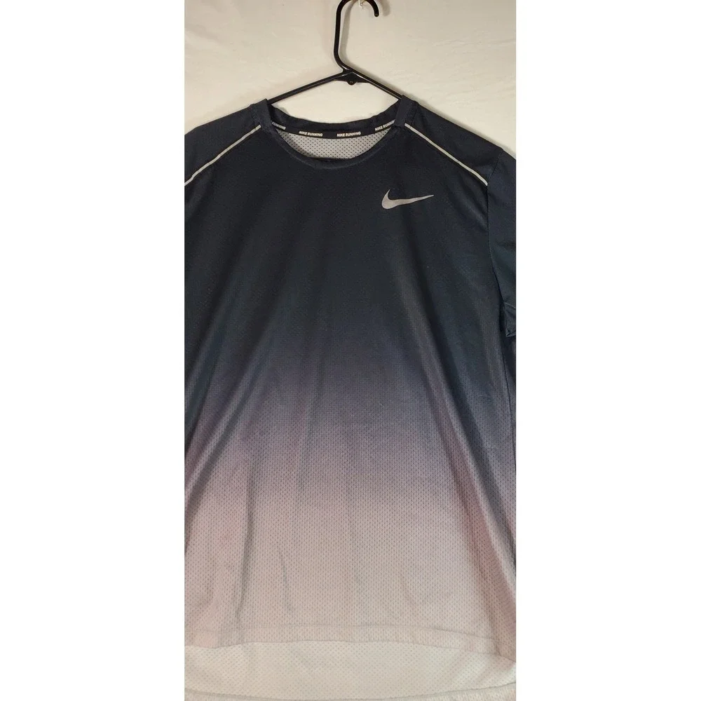 Nike Running Dri-FIT Miler Ombre Gradient T-Shirt Black Grey CT7804-056 Mens M